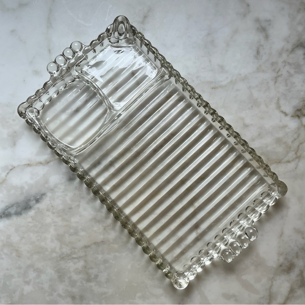Set of 4 Vintage Bubble Glass Sectioned Organizer Tray